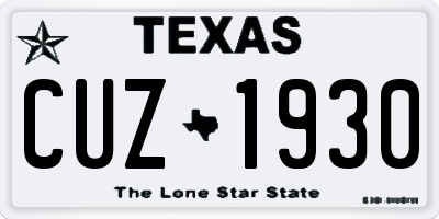 TX license plate CUZ1930
