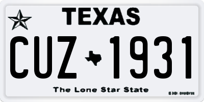 TX license plate CUZ1931