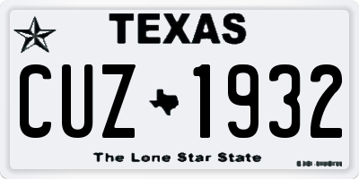 TX license plate CUZ1932