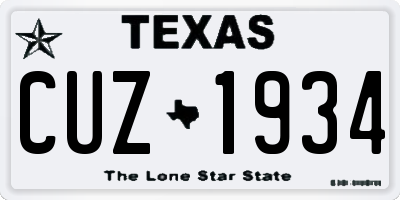 TX license plate CUZ1934