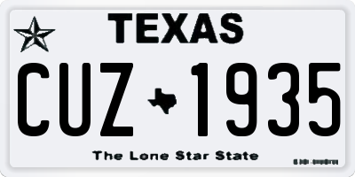 TX license plate CUZ1935