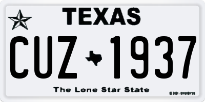 TX license plate CUZ1937