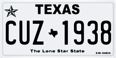TX license plate CUZ1938