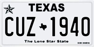 TX license plate CUZ1940