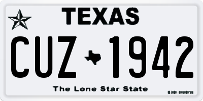 TX license plate CUZ1942