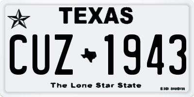 TX license plate CUZ1943