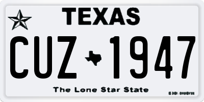 TX license plate CUZ1947