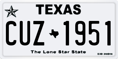 TX license plate CUZ1951
