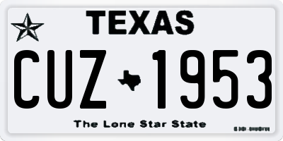 TX license plate CUZ1953