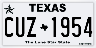 TX license plate CUZ1954