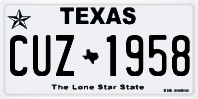 TX license plate CUZ1958