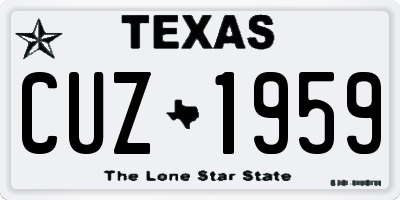 TX license plate CUZ1959
