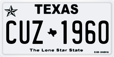 TX license plate CUZ1960