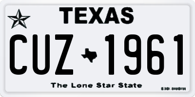TX license plate CUZ1961