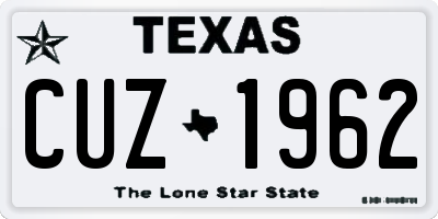 TX license plate CUZ1962