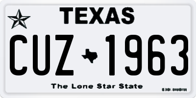 TX license plate CUZ1963
