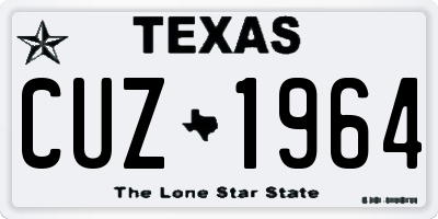 TX license plate CUZ1964