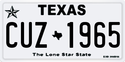 TX license plate CUZ1965