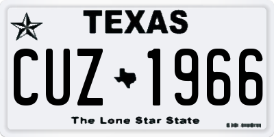 TX license plate CUZ1966