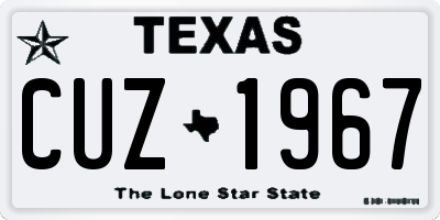 TX license plate CUZ1967
