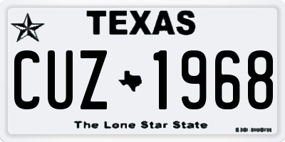 TX license plate CUZ1968