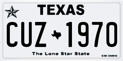 TX license plate CUZ1970