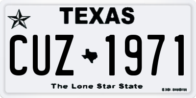 TX license plate CUZ1971