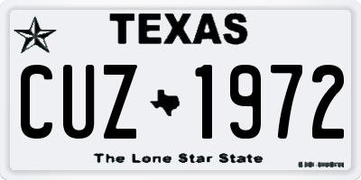 TX license plate CUZ1972