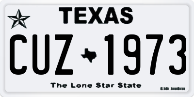 TX license plate CUZ1973