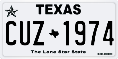 TX license plate CUZ1974