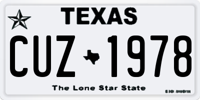 TX license plate CUZ1978