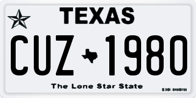 TX license plate CUZ1980
