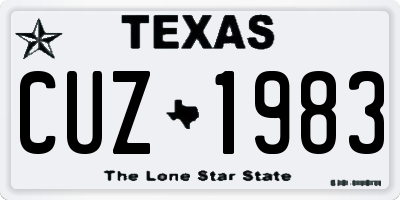 TX license plate CUZ1983