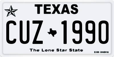 TX license plate CUZ1990