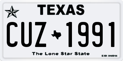 TX license plate CUZ1991