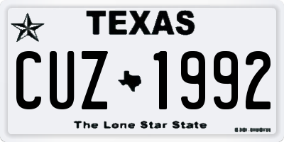 TX license plate CUZ1992