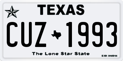TX license plate CUZ1993