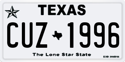 TX license plate CUZ1996