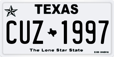 TX license plate CUZ1997