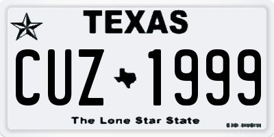 TX license plate CUZ1999