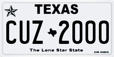 TX license plate CUZ2000