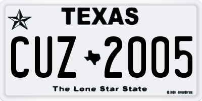 TX license plate CUZ2005