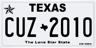 TX license plate CUZ2010