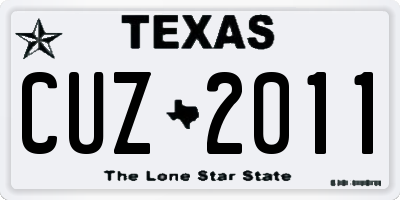 TX license plate CUZ2011