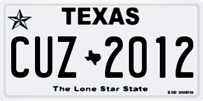 TX license plate CUZ2012