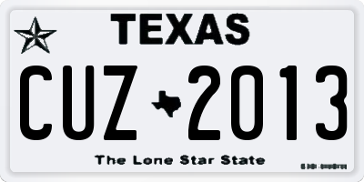 TX license plate CUZ2013