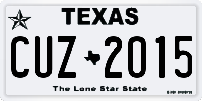 TX license plate CUZ2015
