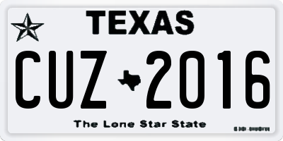 TX license plate CUZ2016