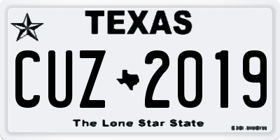 TX license plate CUZ2019