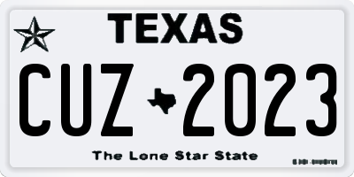 TX license plate CUZ2023